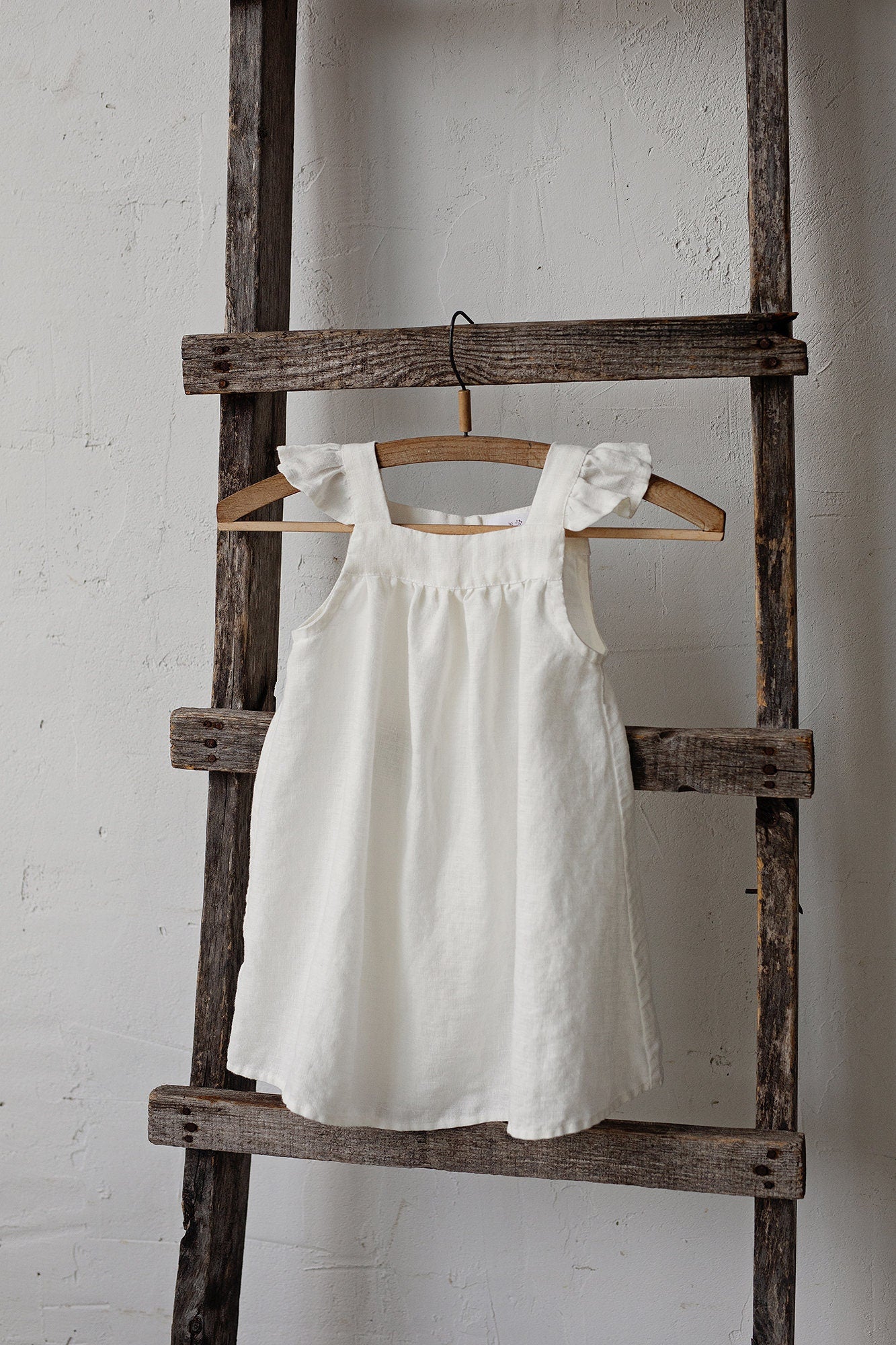 White Linen Pinafore Linen Dress
