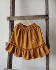 Mustard Ruffle Linen Skirt