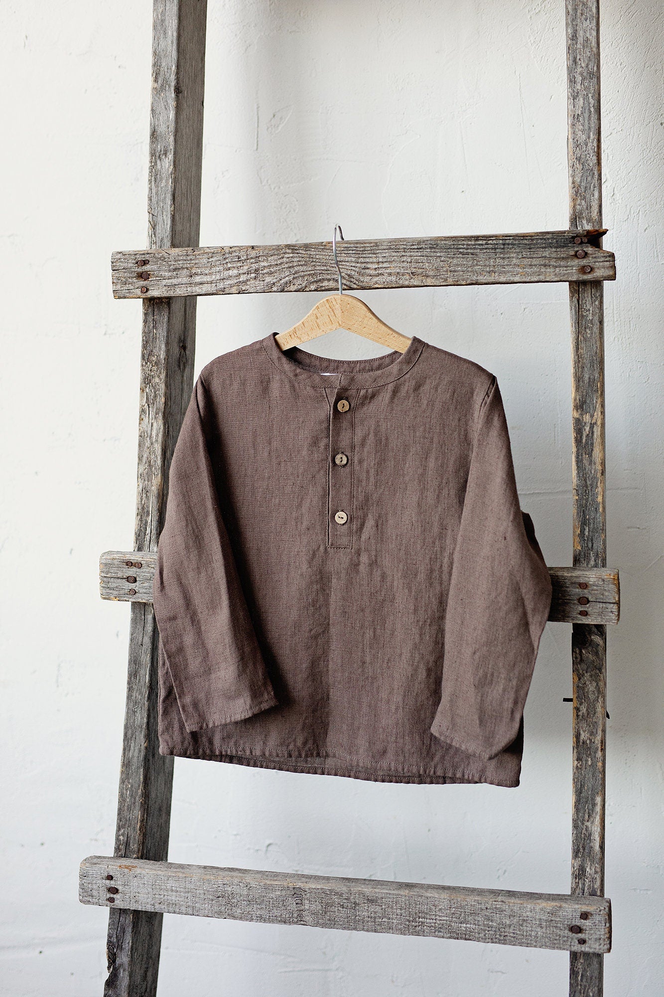 Cacao Long Sleeve Button Linen Shirt