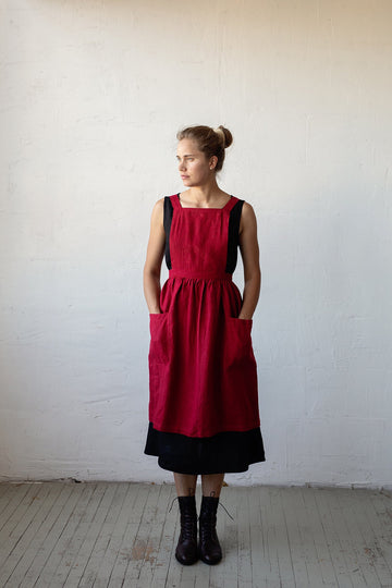 Cherry Midi Cross Back Pinafore