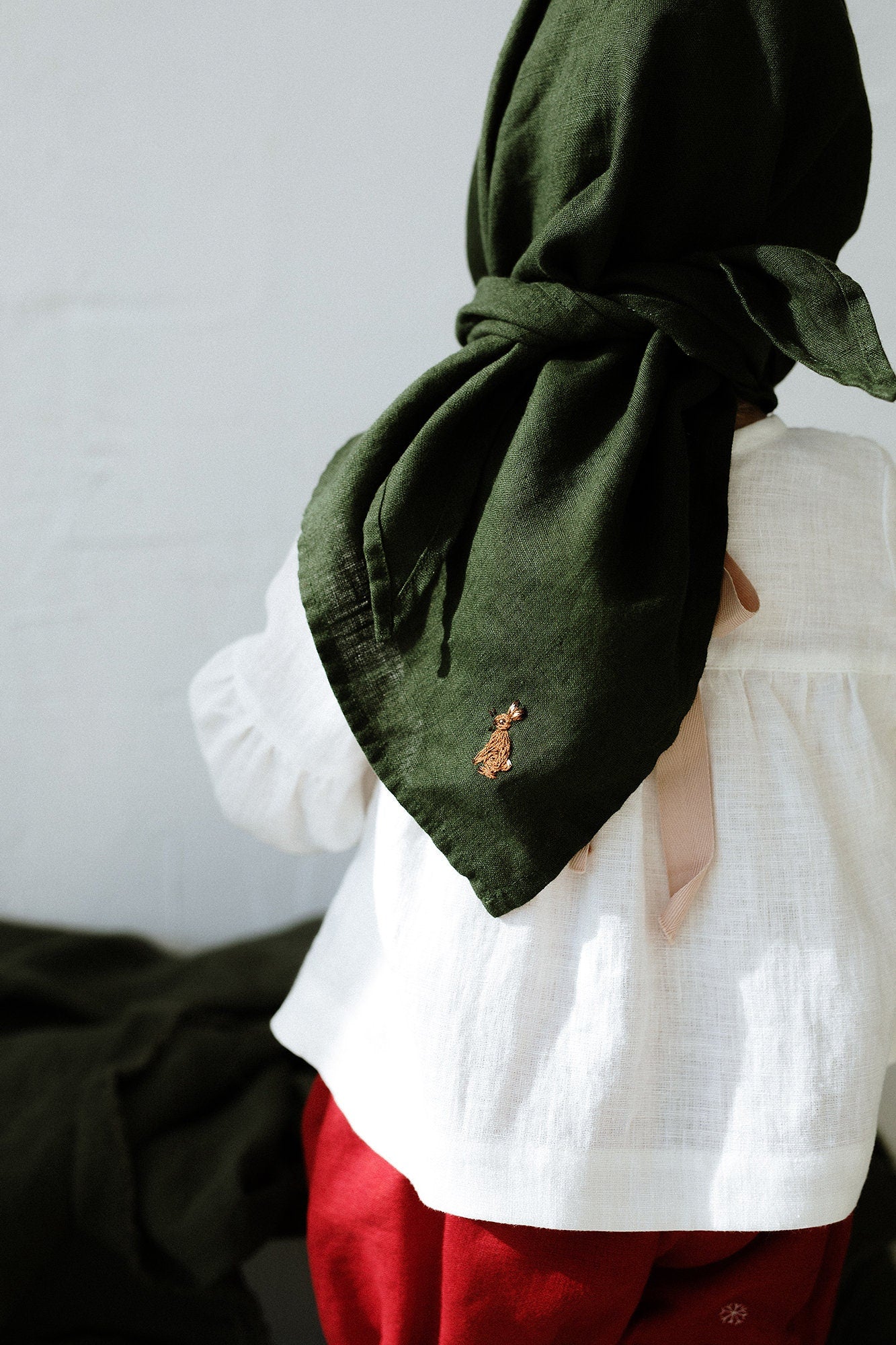 Forest Green  Linen Scarf