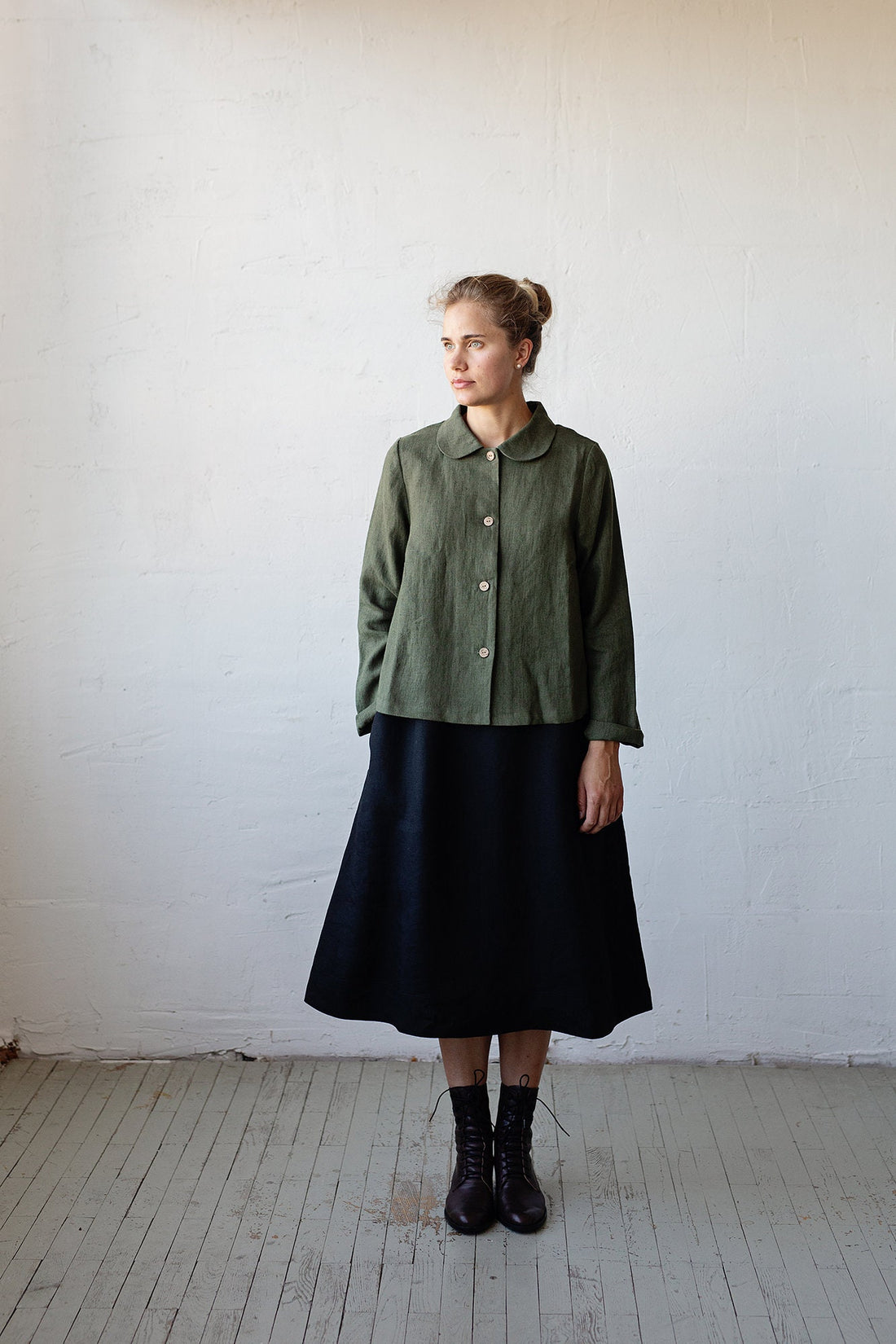 Moss Green Peter Pan Collar Jacket