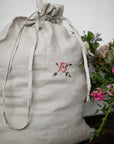 Vintage Rose Pouch Linen Bag