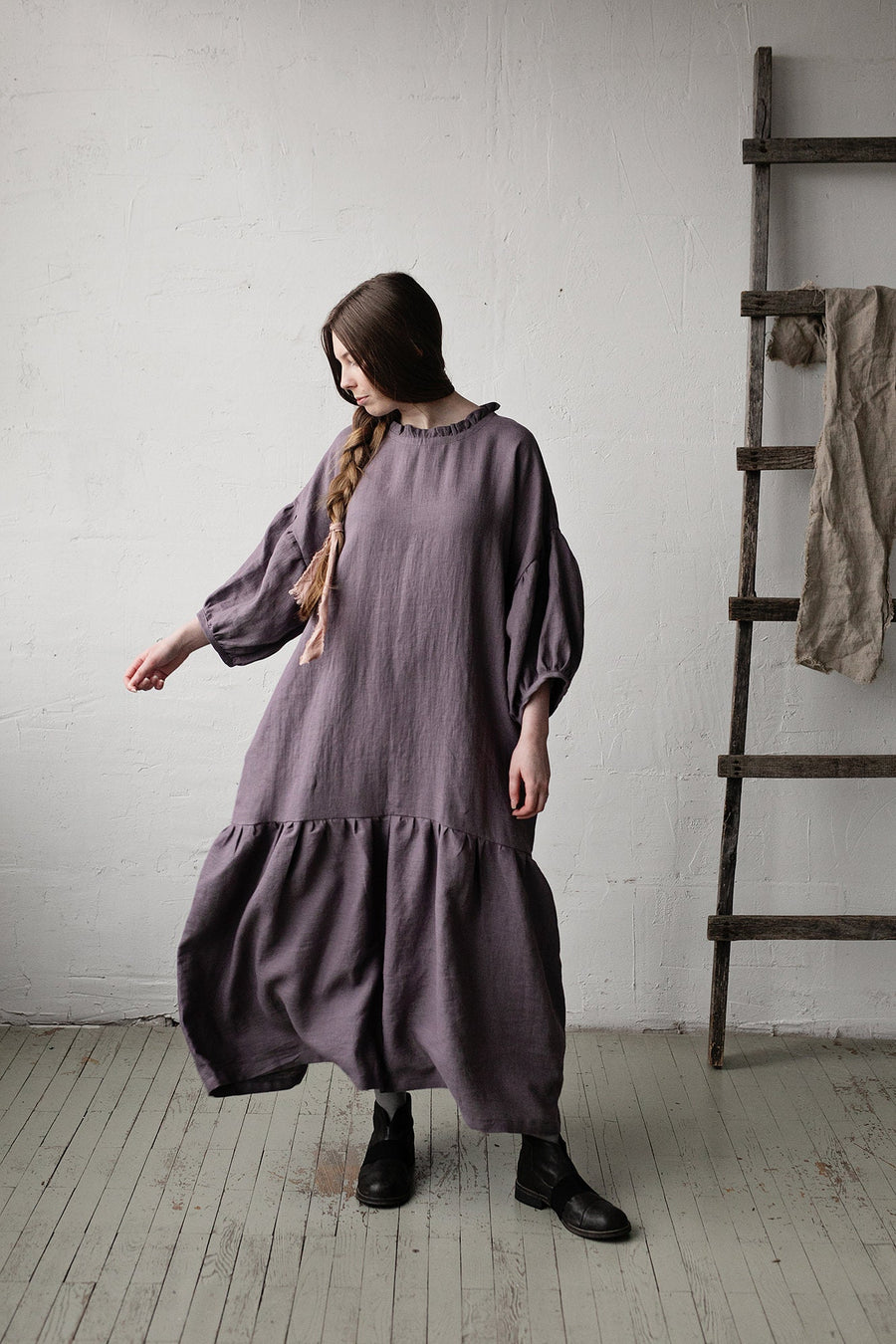 Mauve Ruffle Kimono Dress