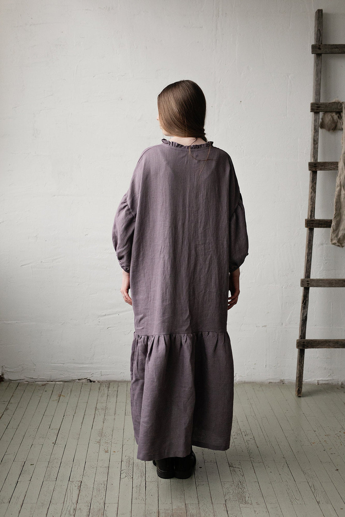 Mauve Ruffle Kimono Dress