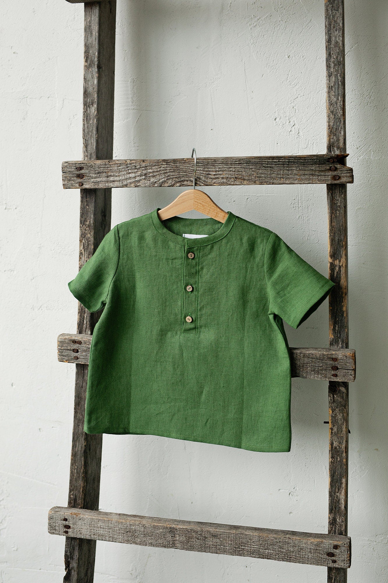 Apple Green Short Sleeve Button Linen Shirt