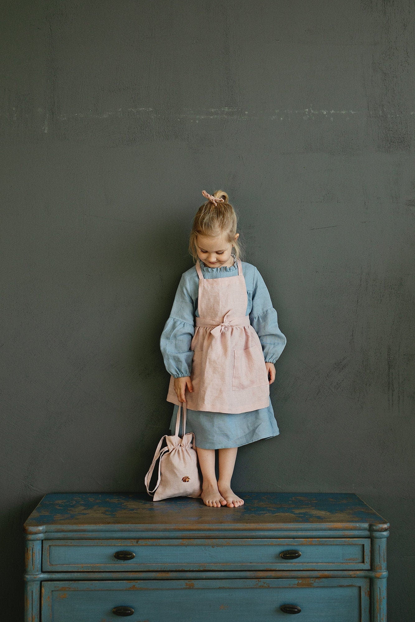 Baby Pink Linen Apron