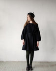 Black Short Kimono Linen Dress
