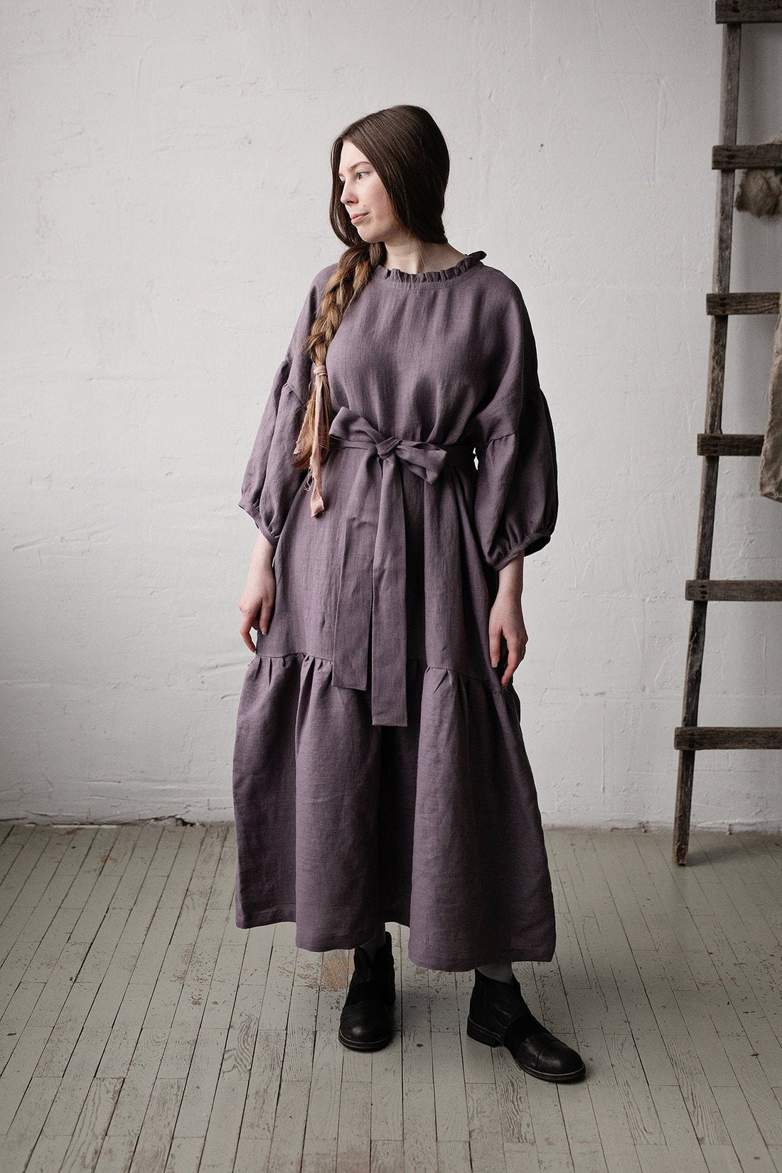Mauve Ruffle Kimono Dress