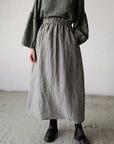 B&W Stripe Classic Long Linen Skirt
