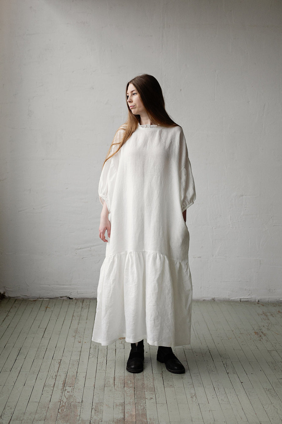 White Ruffle Kimono Dress