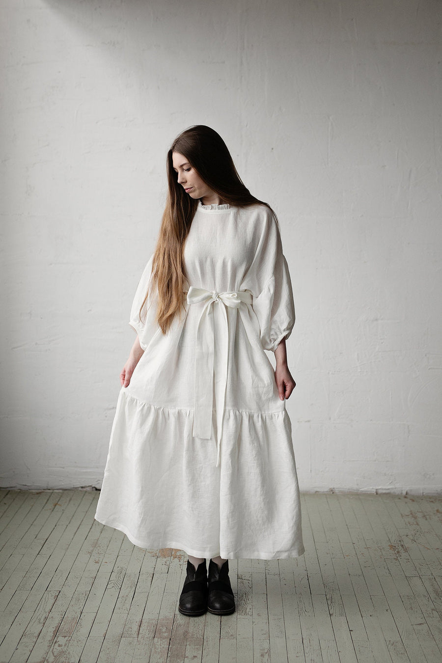 White Ruffle Kimono Dress