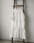 White Ruffle Kimono Linen Dress