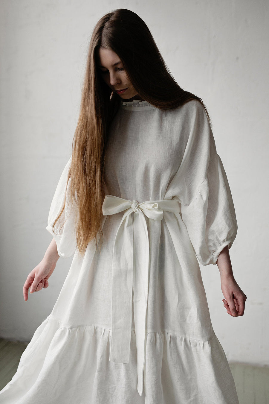 White Ruffle Kimono Dress