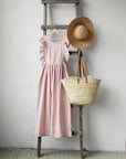 Baby Pink Long Vintage Linen Apron
