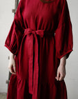 Cherry Ruffle Kimono Linen Dress