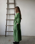 Apple Green Ruffle Kimono Linen Dress