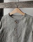 B&W Stripe Long Sleeve Button Linen Shirt