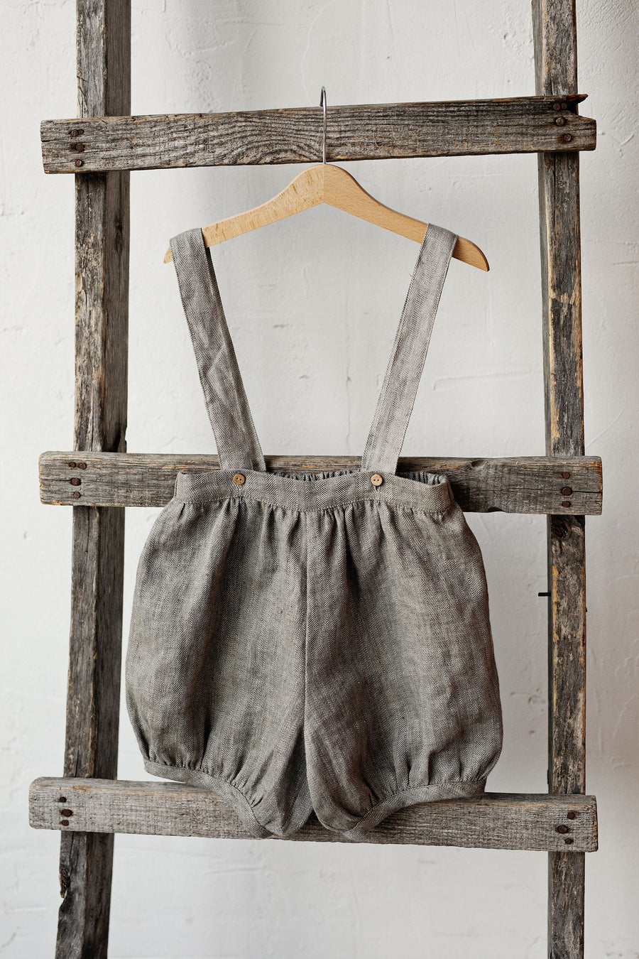 Herringbone Shorts with Suspenders, Size 4-5 years