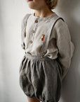 Herringbone Linen Shorts with Suspenders, Size 4-5 years