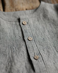 B&W Stripe Long Sleeve Button Linen Shirt