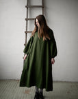Forest Green Kimono Linen Dress