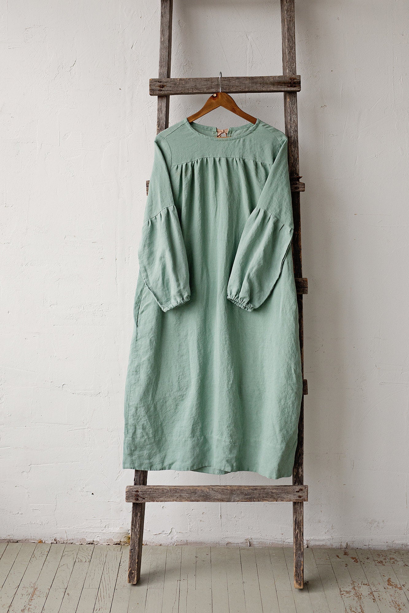 Mint Victorian Linen Dress