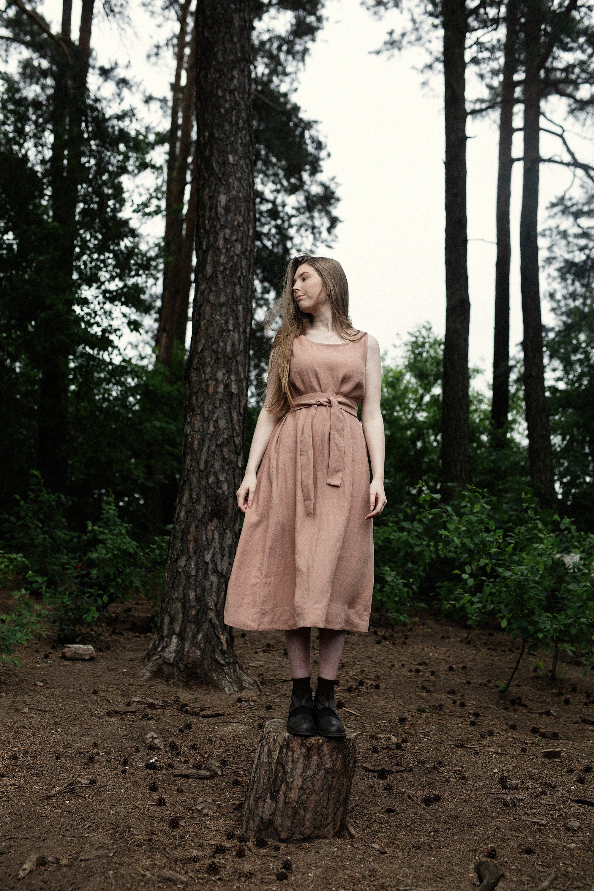 Dusty Rose Sleeveless Linen Dress allthebeautifullinen Dusty Rose Sleeveless Linen Dress allthebeautifullinen