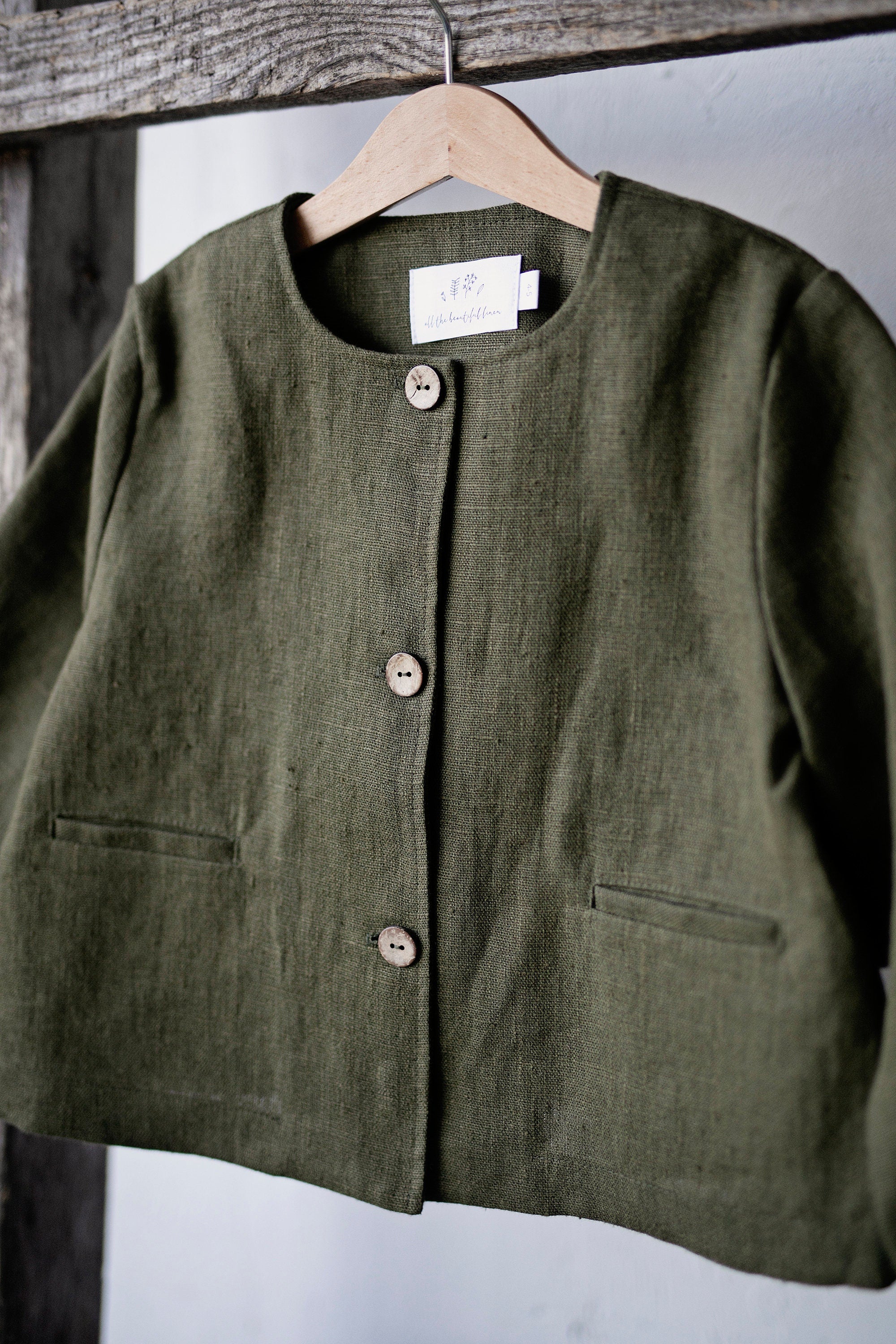 Moss Green Linen Jacket