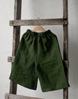 Forest Green Short Linen Culottes