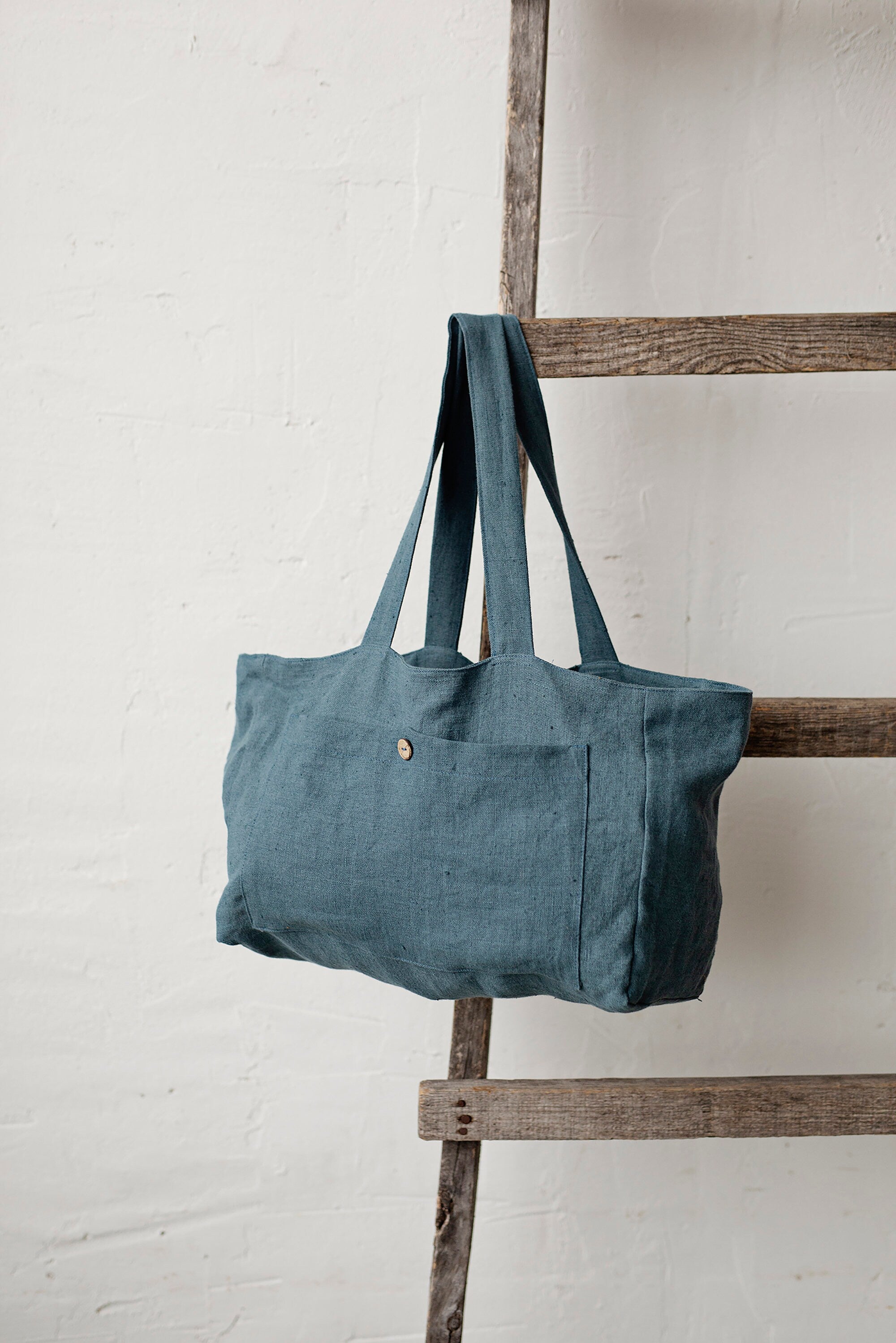 Marine Blue Classic Linen Bag