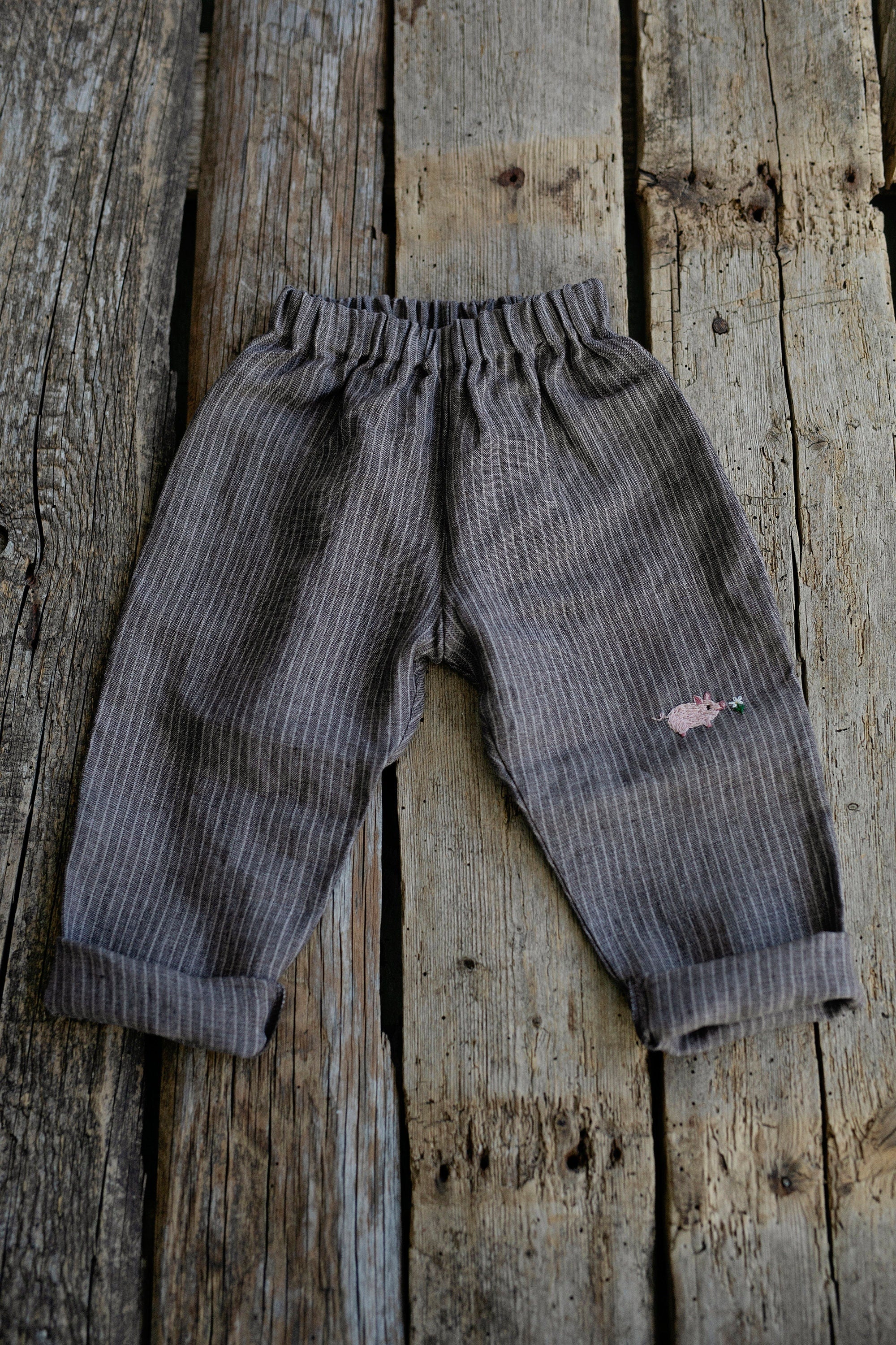 Brown Stripe Linen Pants