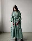 Mint Ruffle Kimono Linen Dress