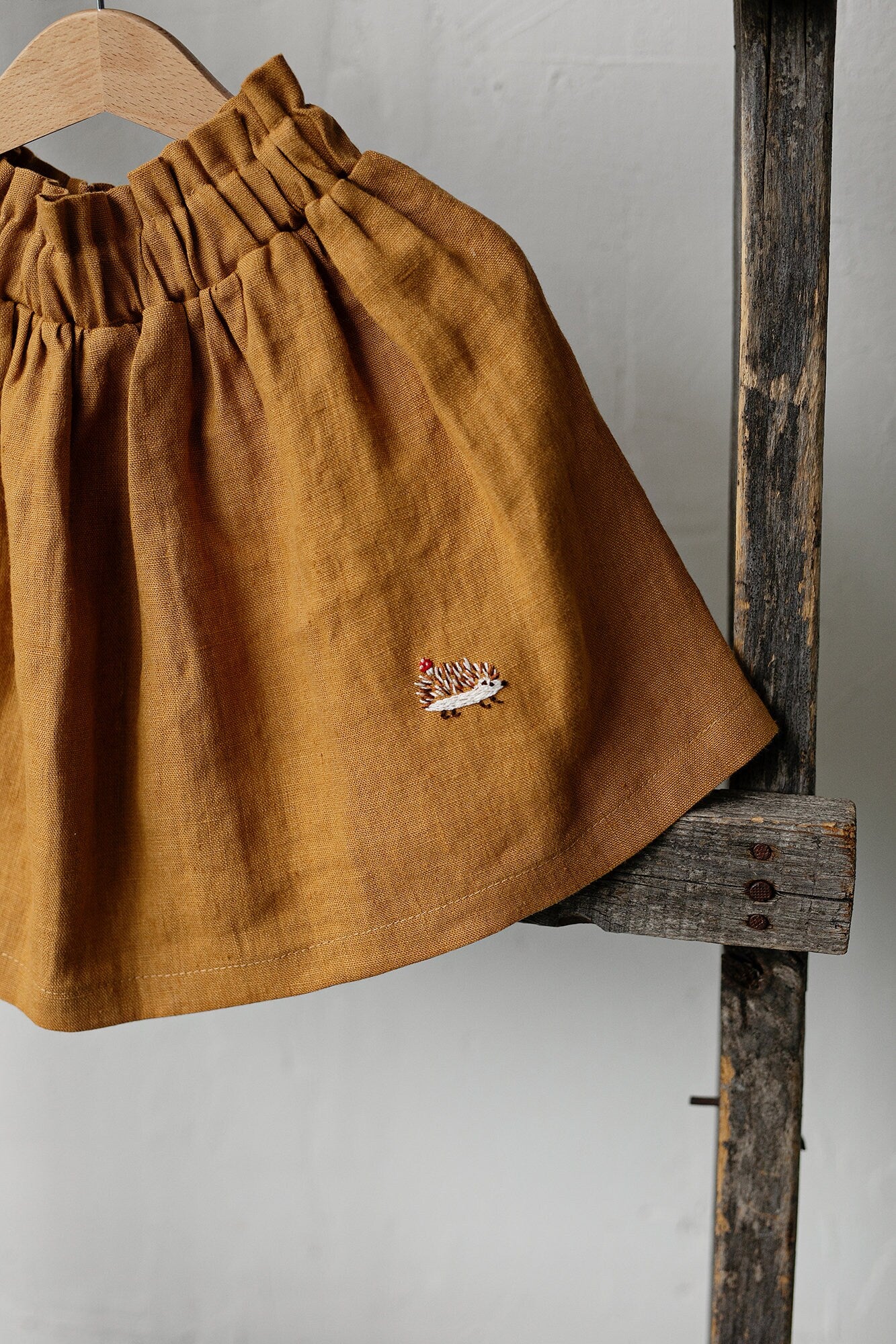 Mustard Midi Linen Skirt