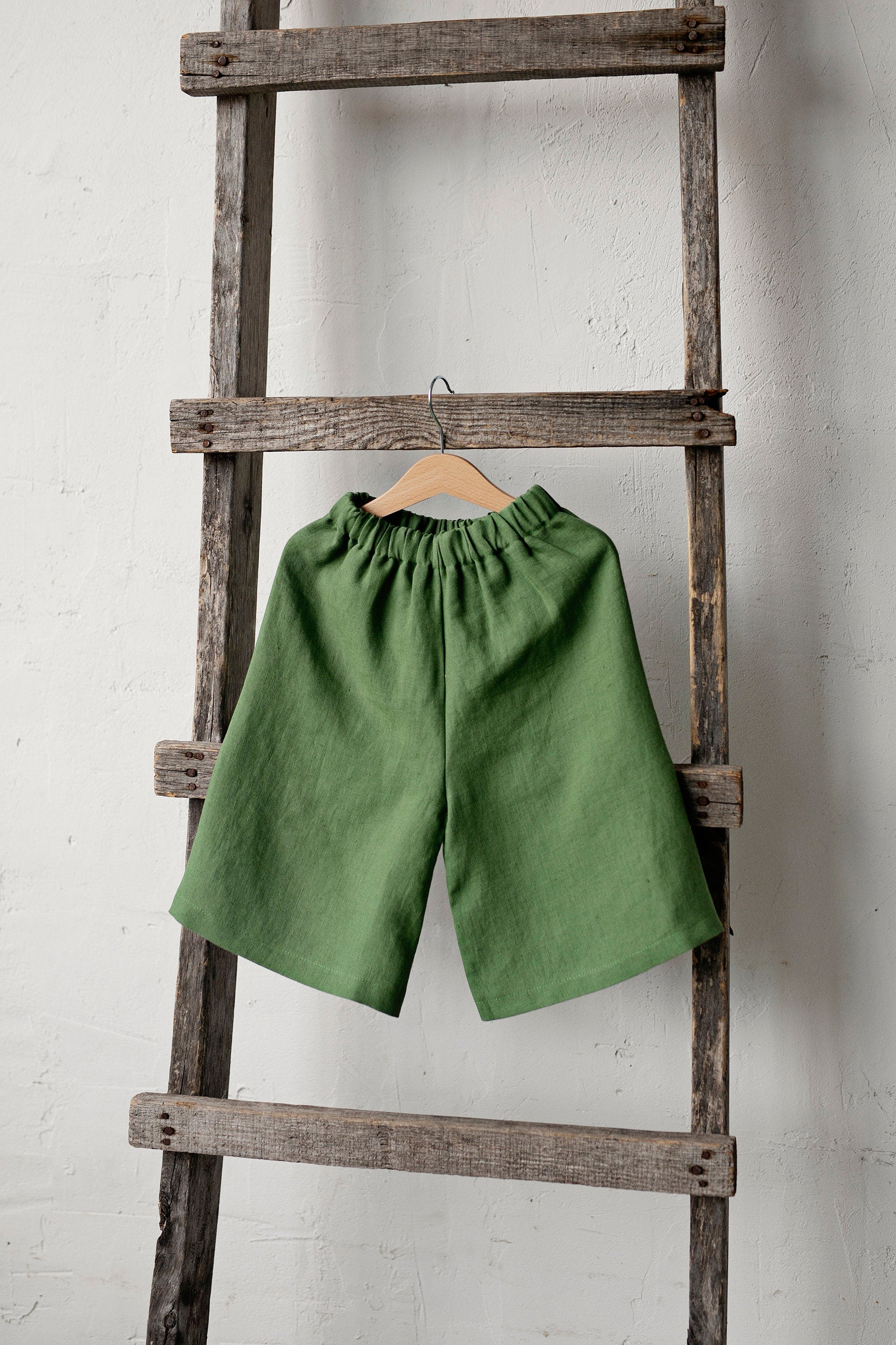 Apple Green Short Linen Culottes