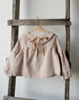 Pastel Pink Short Linen Tunic, Size 9-10 years