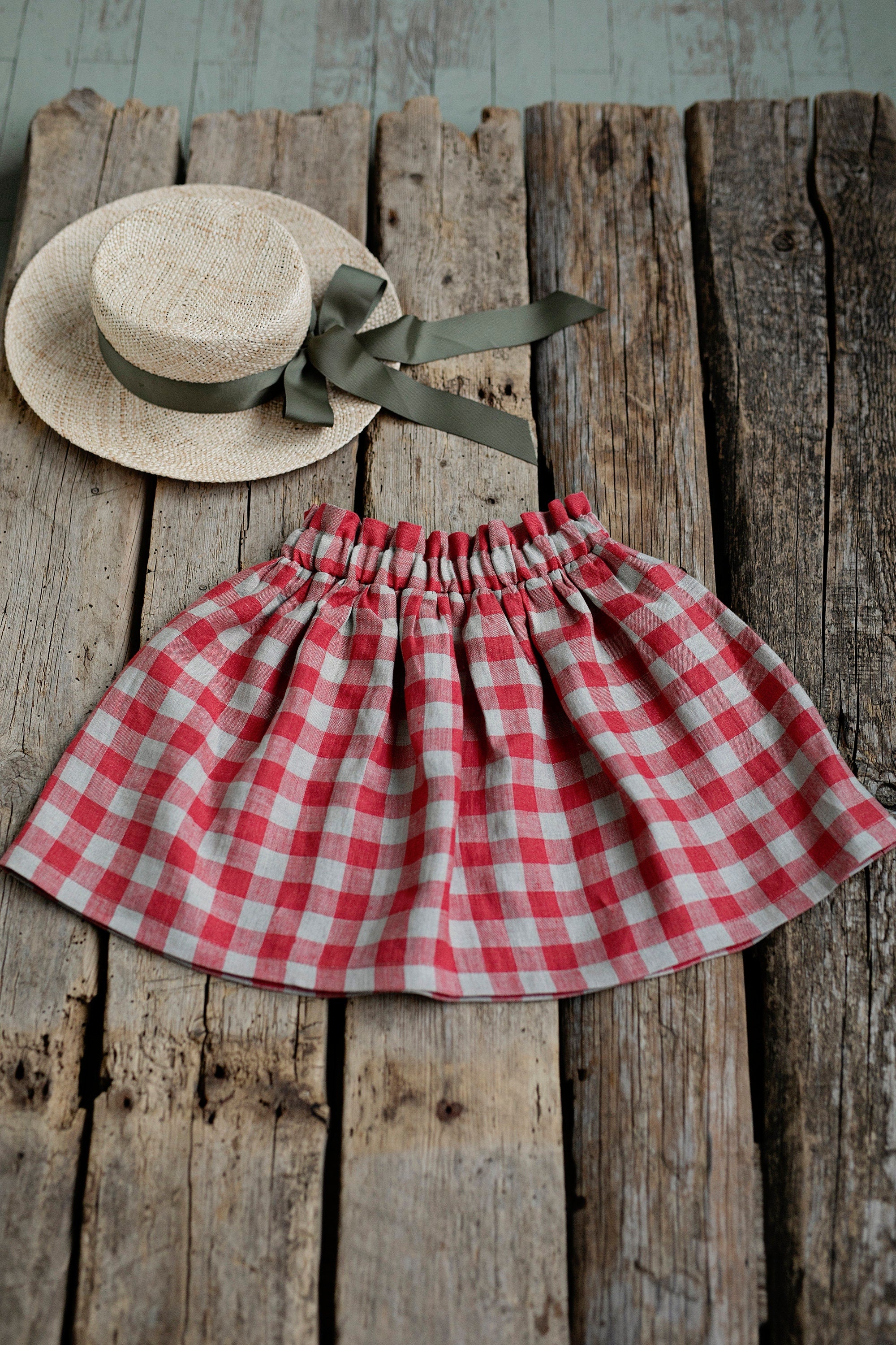 Garden Festive Midi  Linen Skirt