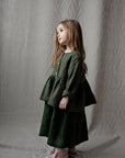 Moss Green Ruffle Linen Jacket, Size 7-8 years