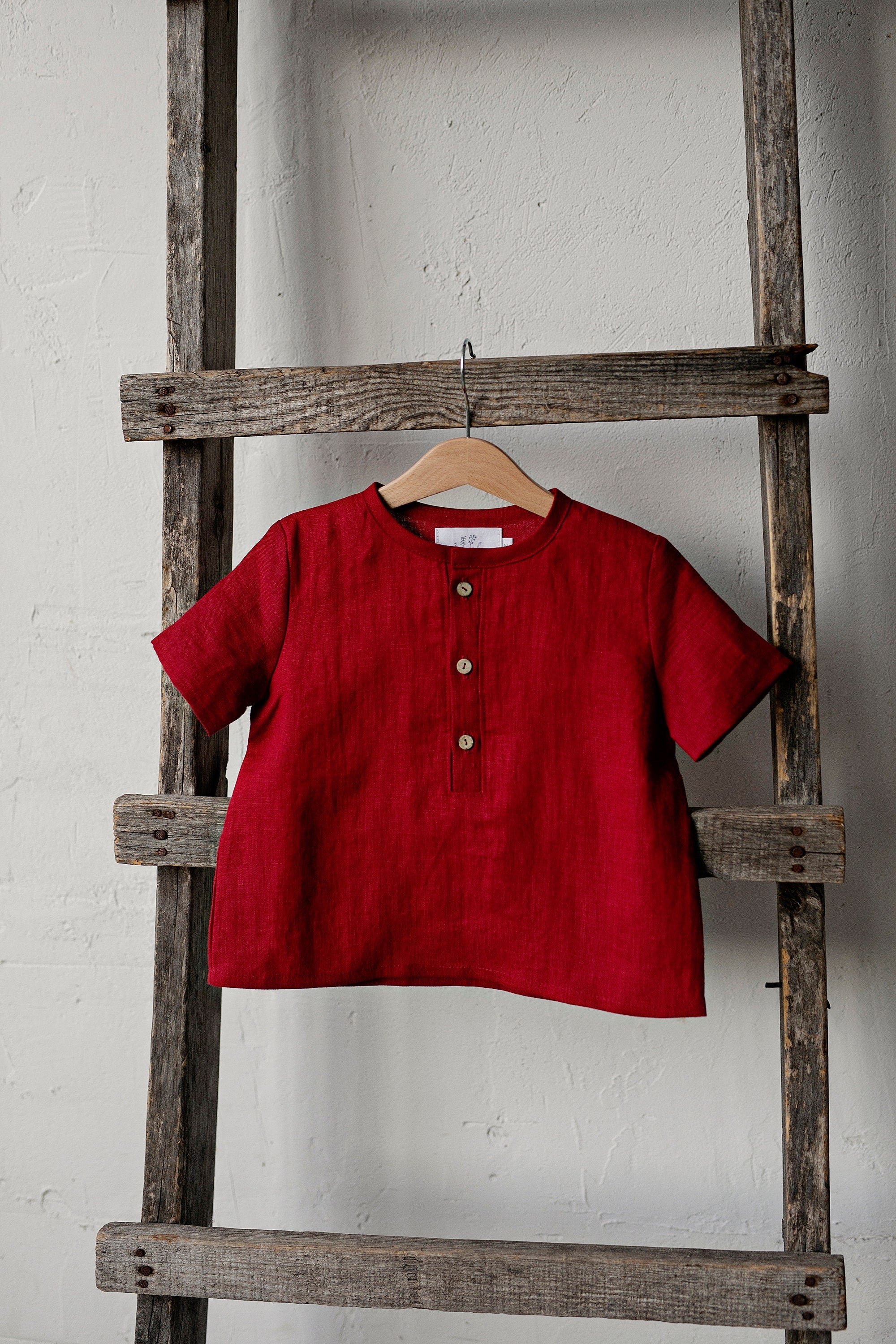 Cherry Short Sleeve Button Linen Shirt