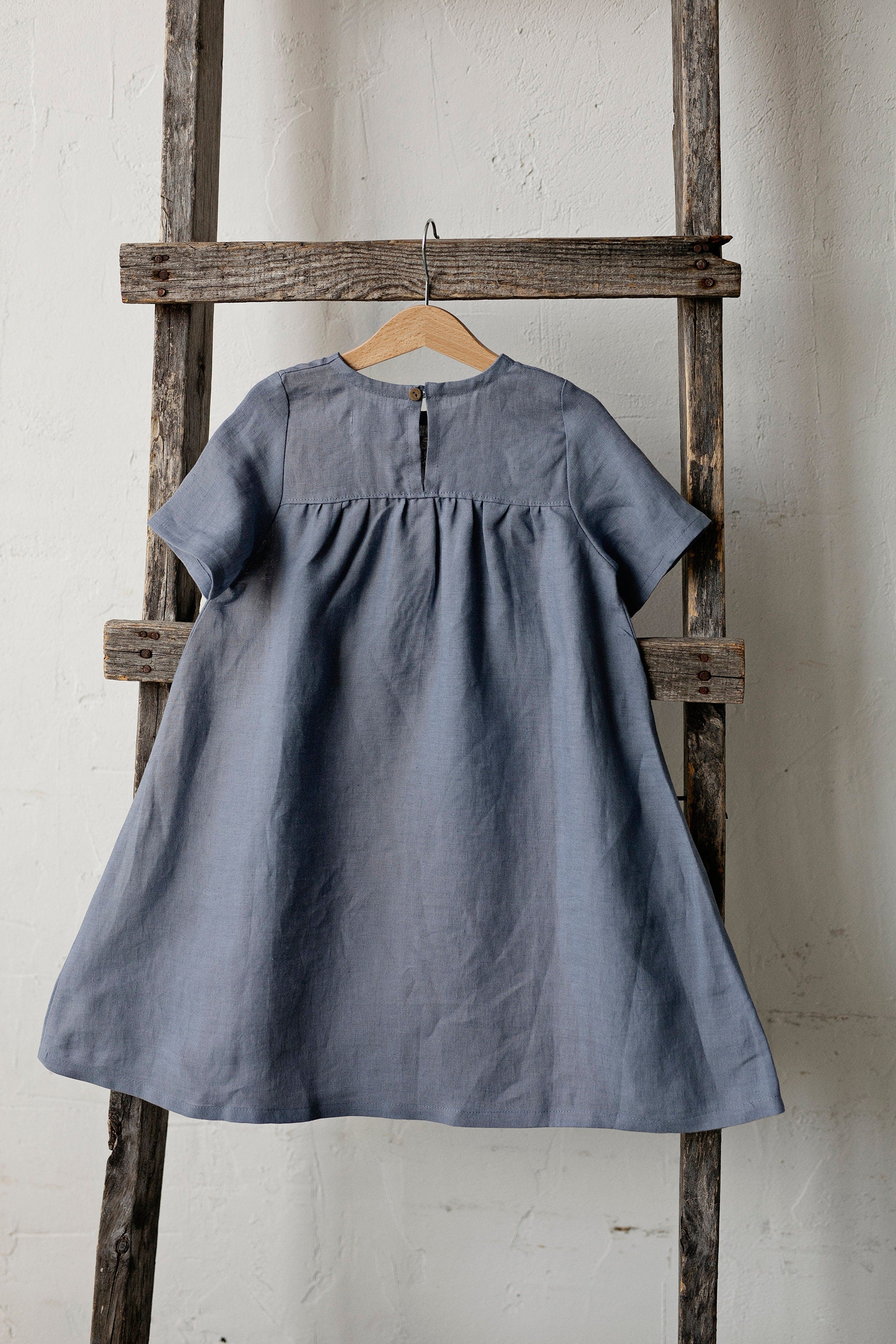Dusty Blue Summer Linen Dress