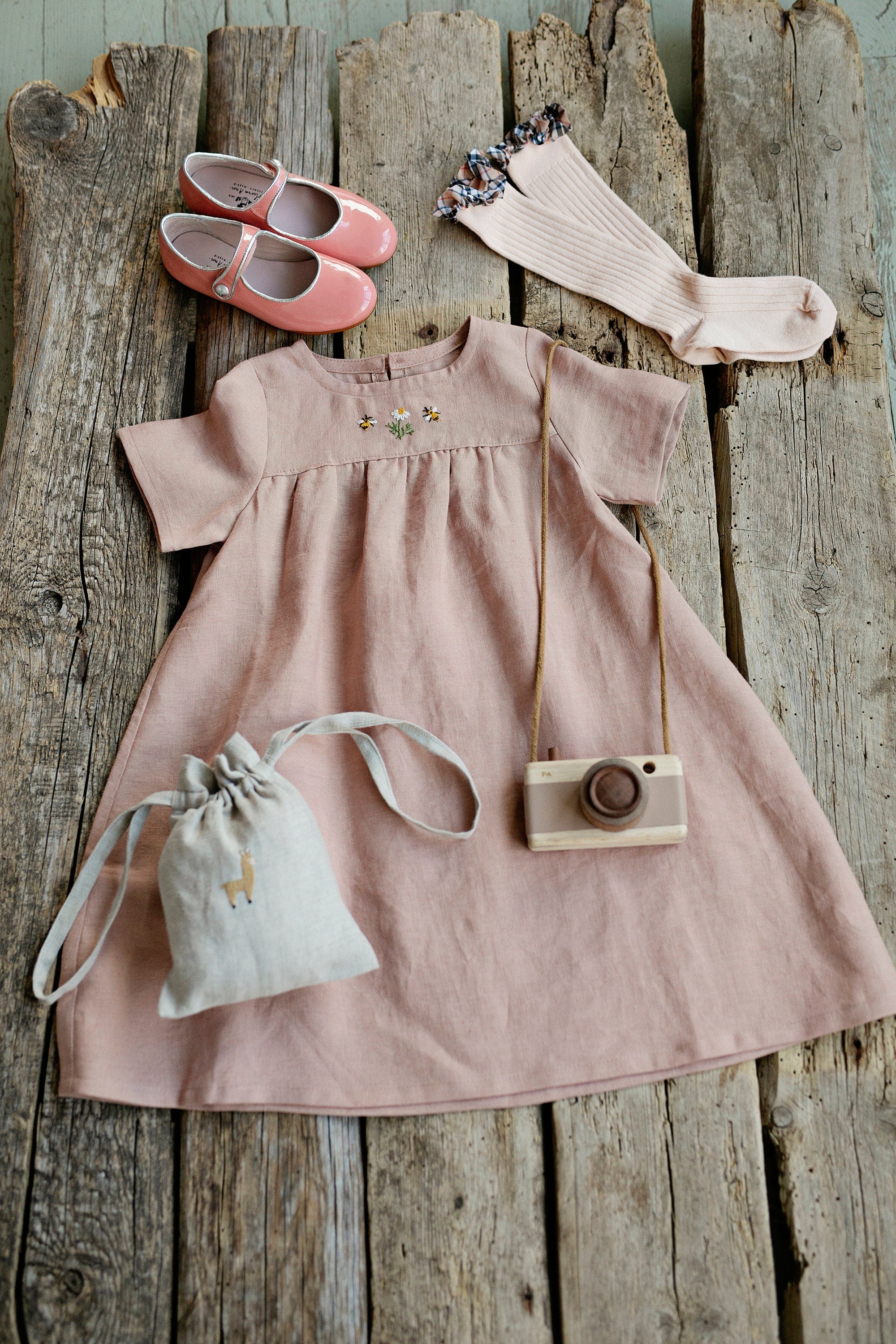 Dusty Rose Summer Linen Dress