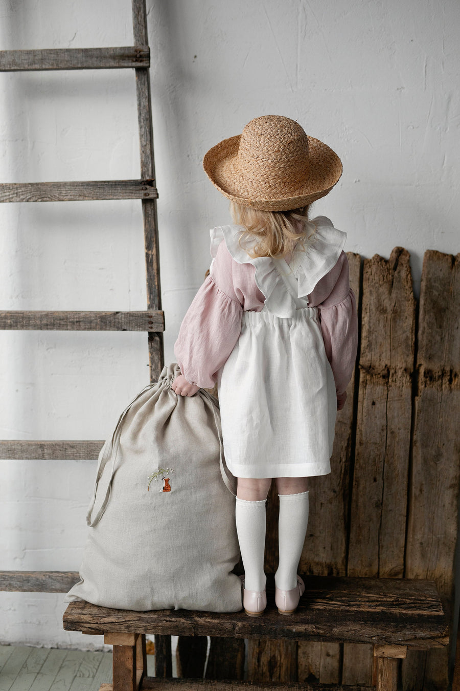 White Cross Back Pinafore with Wings