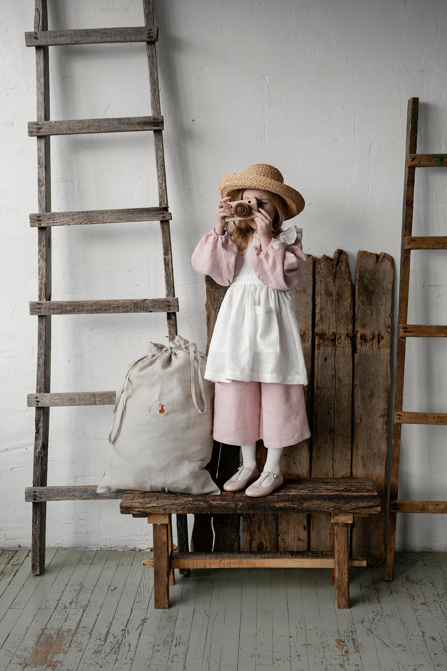 White Cross Back Pinafore with Wings