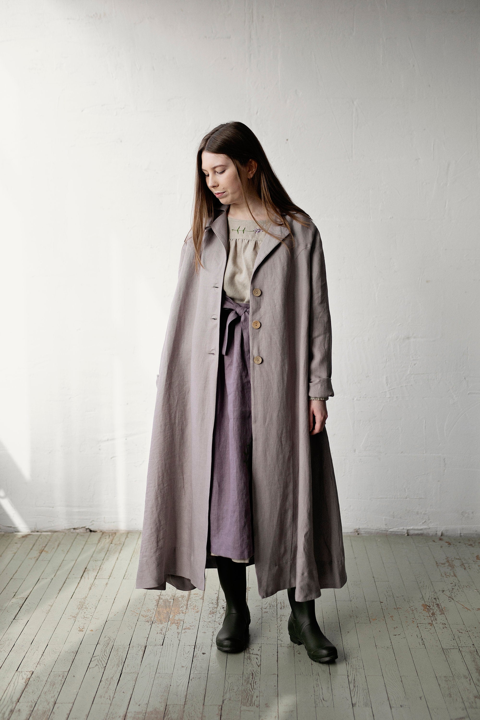 Lavender Emma Linen Coat