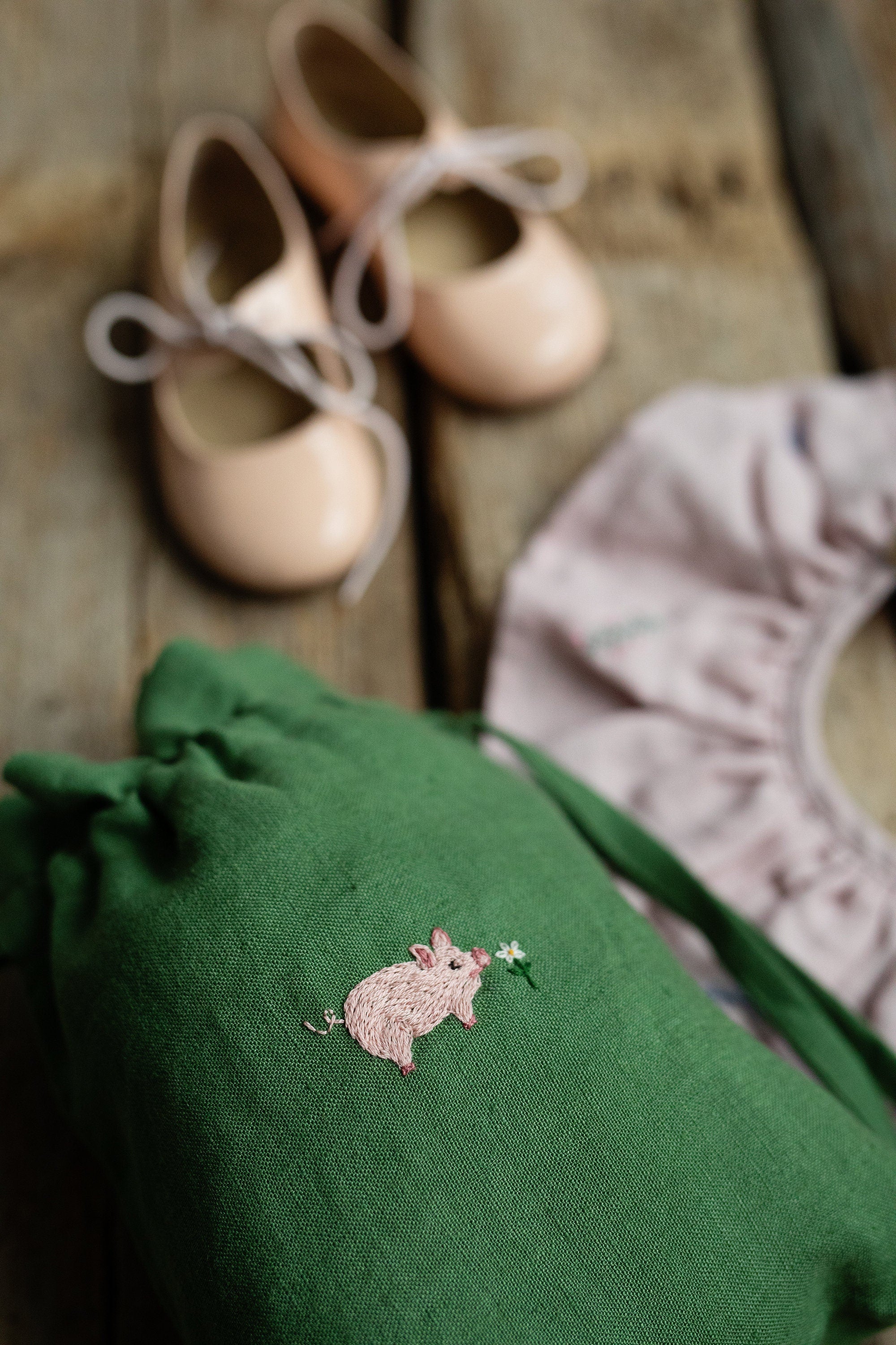 Pig and Flower Linen Backpack