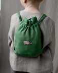 Pig and Flower Linen Backpack