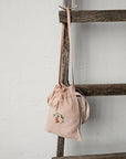 Rabbit and Flower Crossbody Linen Bag with Handles