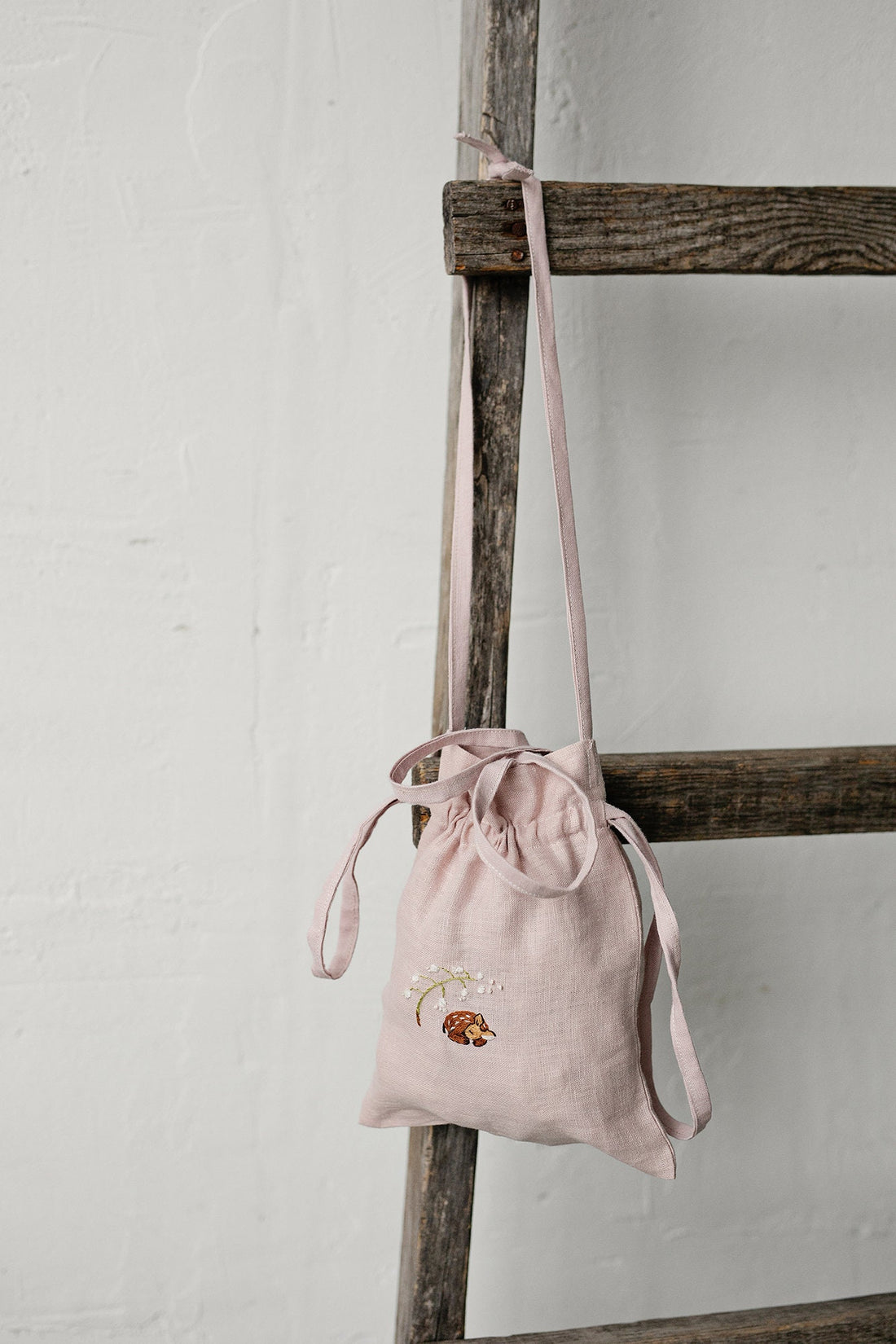 Fawn and Lily of the Valley Crossbody Bag with Handles