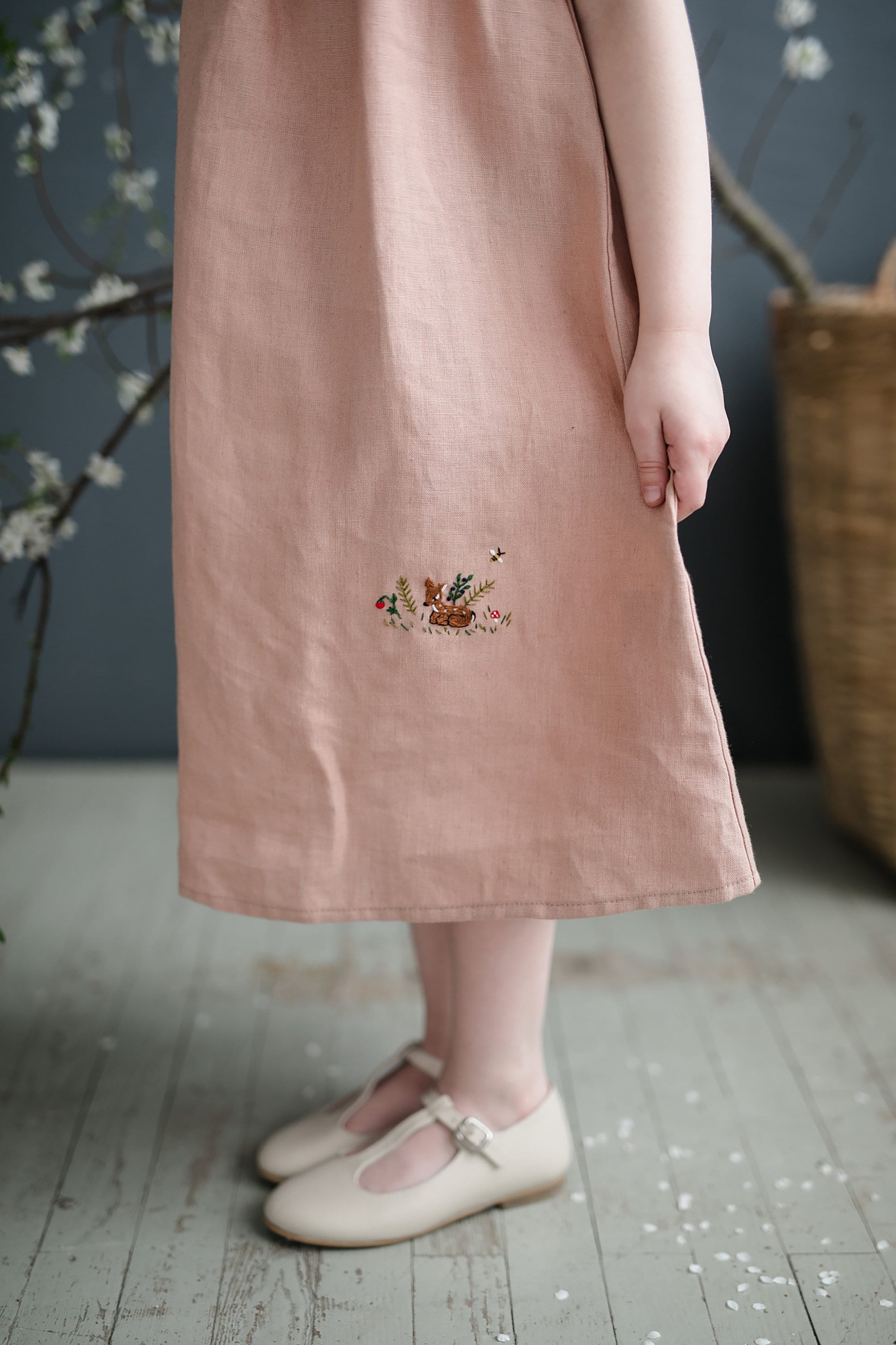 Dusty Rose Linen Pinafore Linen Dress