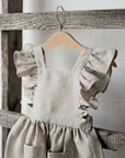 Natural Cross Back Linen Pinafore with Wings